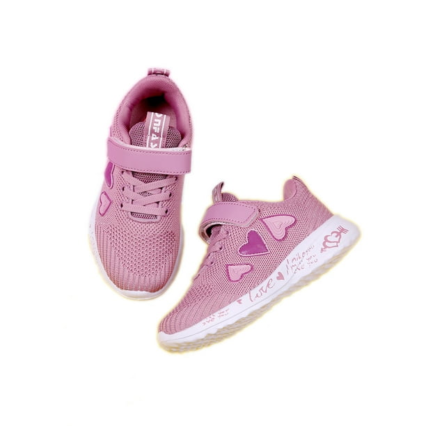 MREIO Paint Heart Childrens Lightweight Fly Knit Shoes Leisure Loafers Sneakers Running Shoes For Girls 